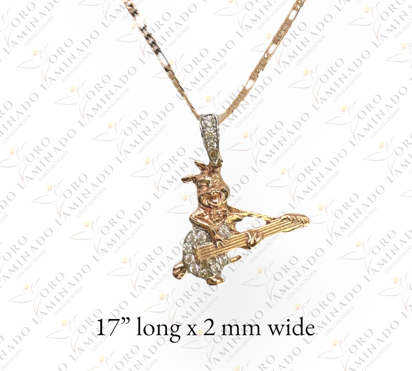 Rabbit necklace with guitar Y82