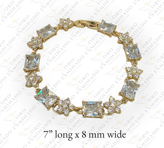 Zirconia square and flower bracelet G225