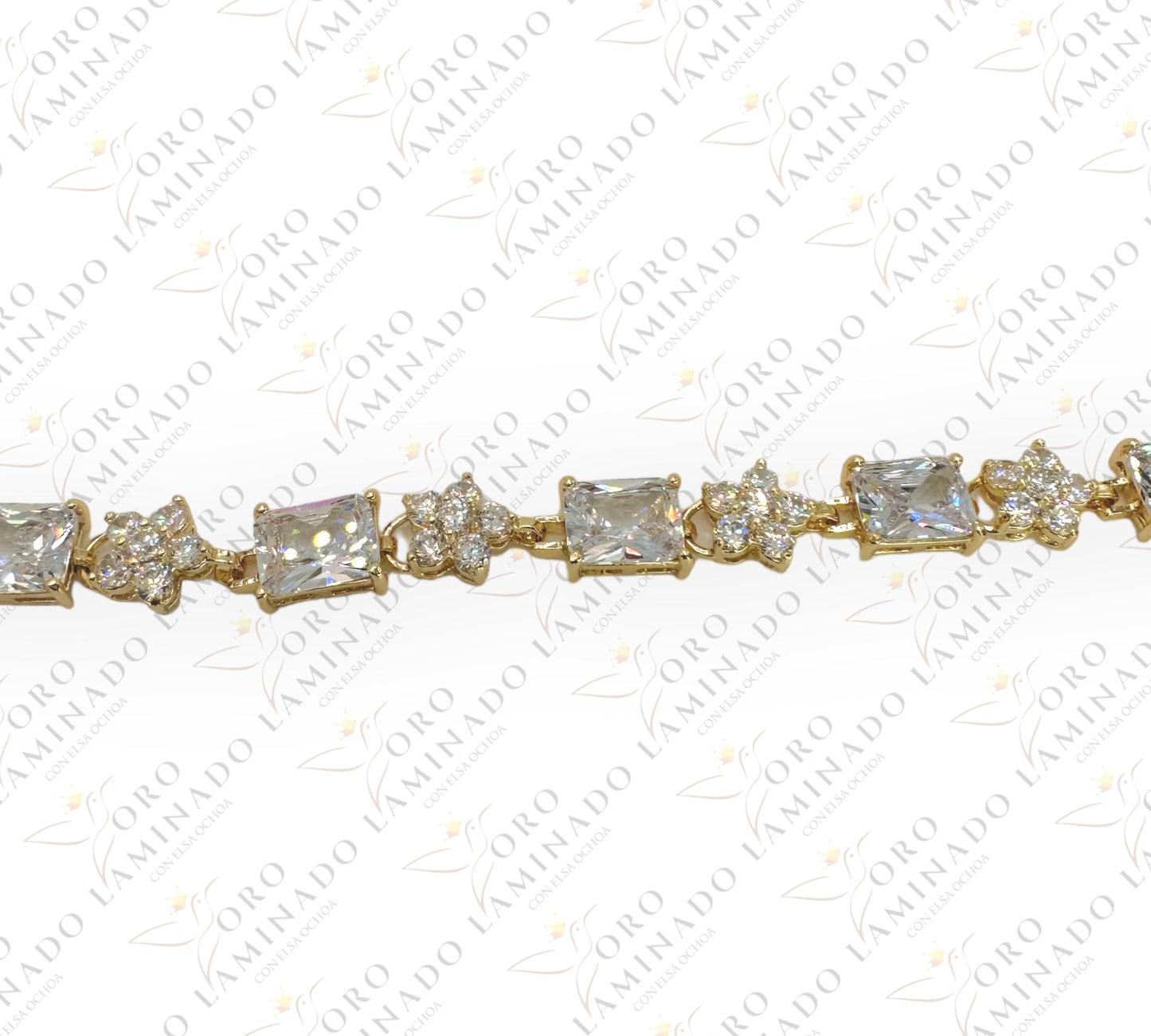 Zirconia square and flower bracelet G225