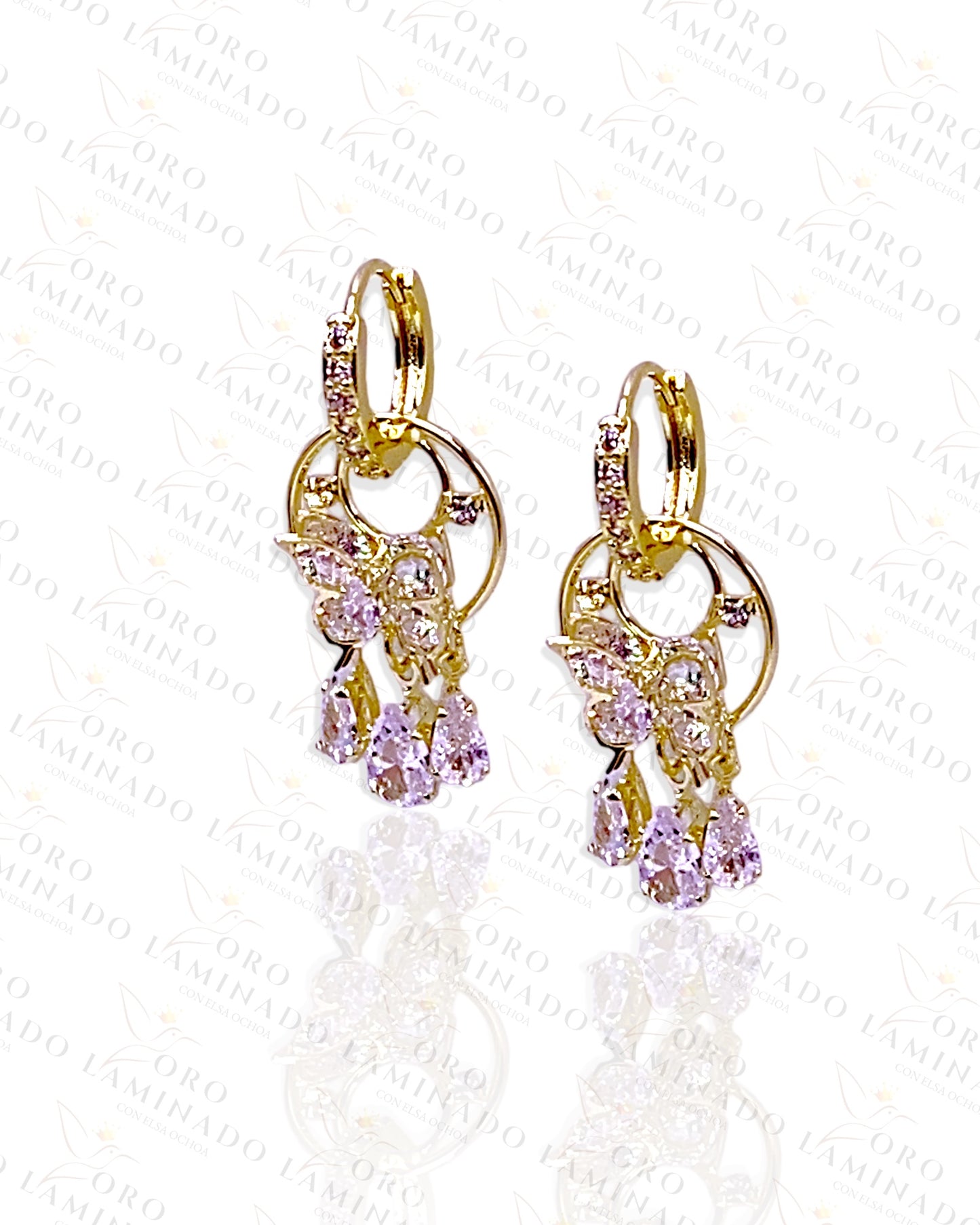 High Quality Butterfly Diamond Long Earrings C195