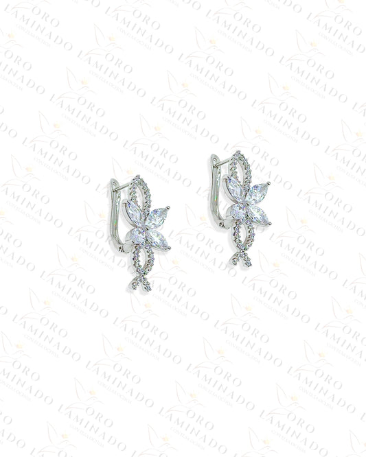 High Quality Silver Flower Earrings Y473