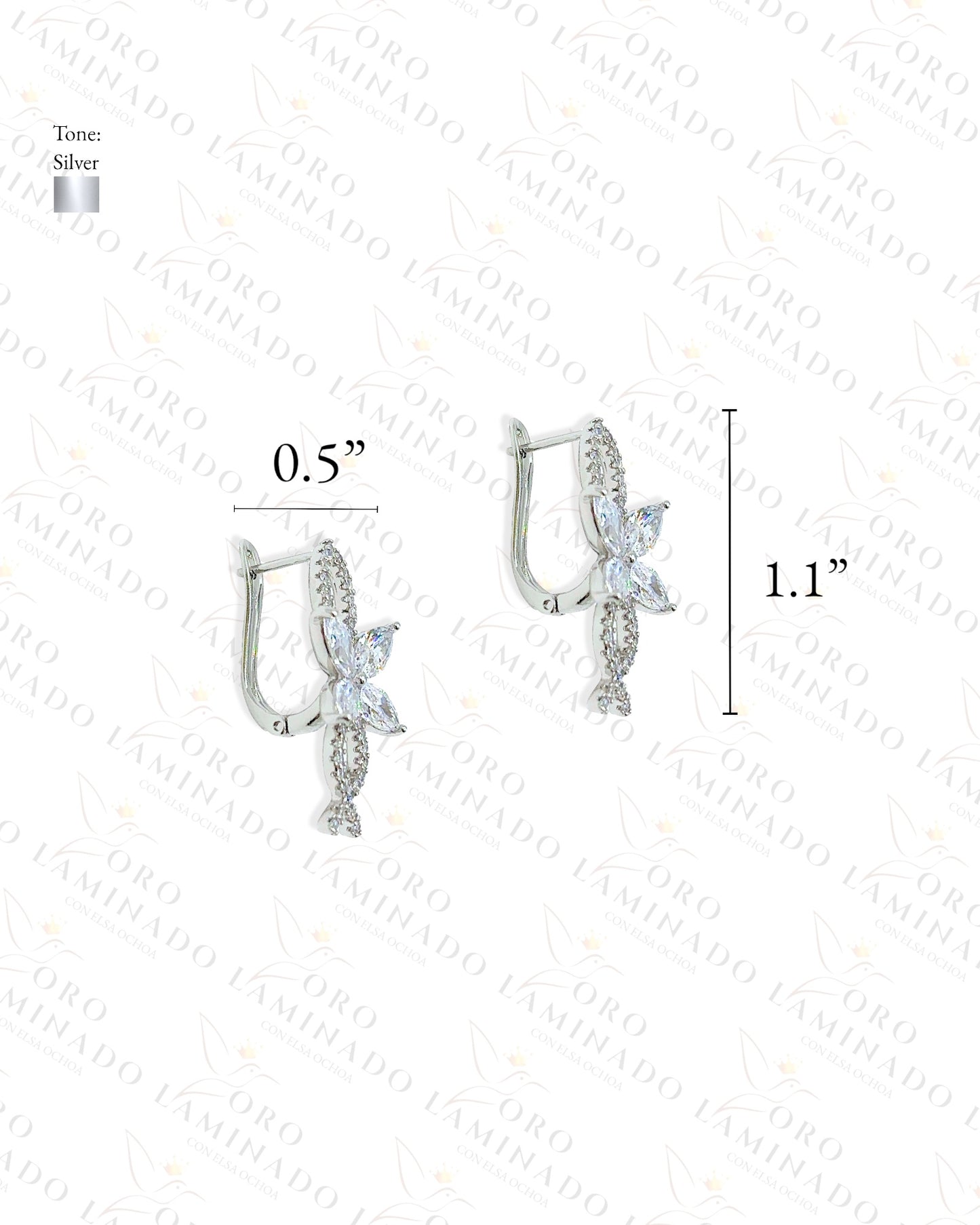 High Quality Silver Flower Earrings Y473