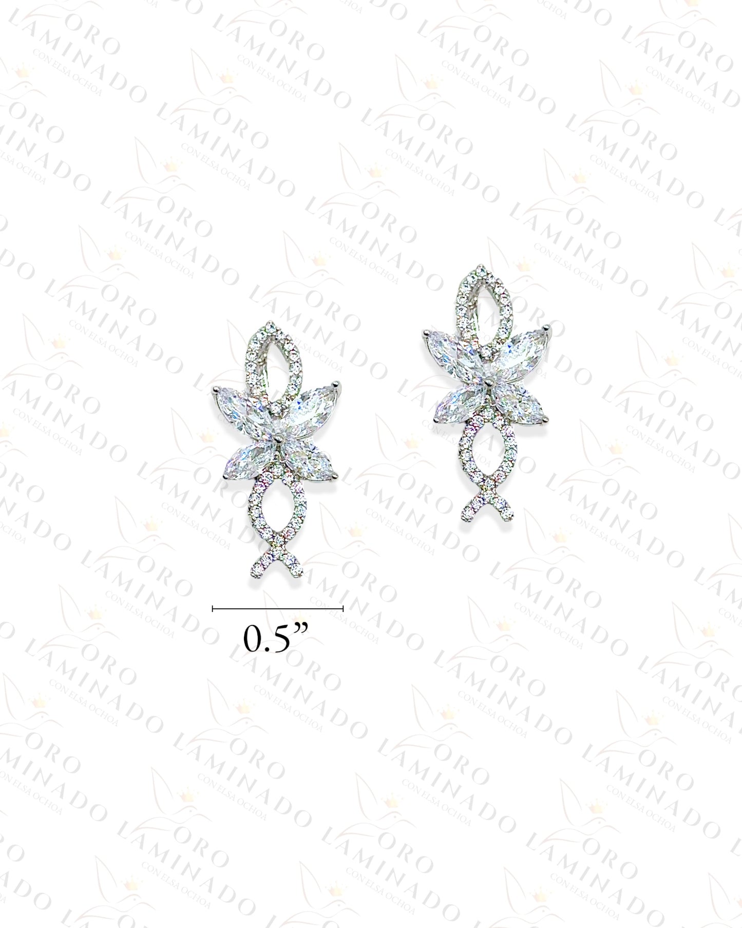 High Quality Silver Flower Earrings Y473