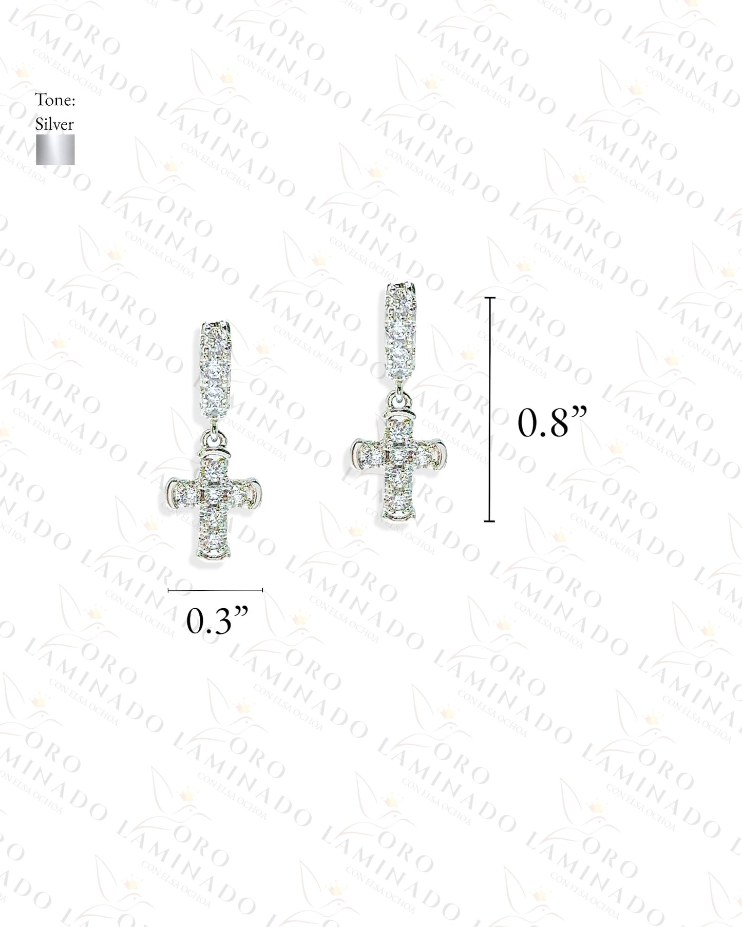 High Quality Small Silver Cross Hoop Earrings Y474