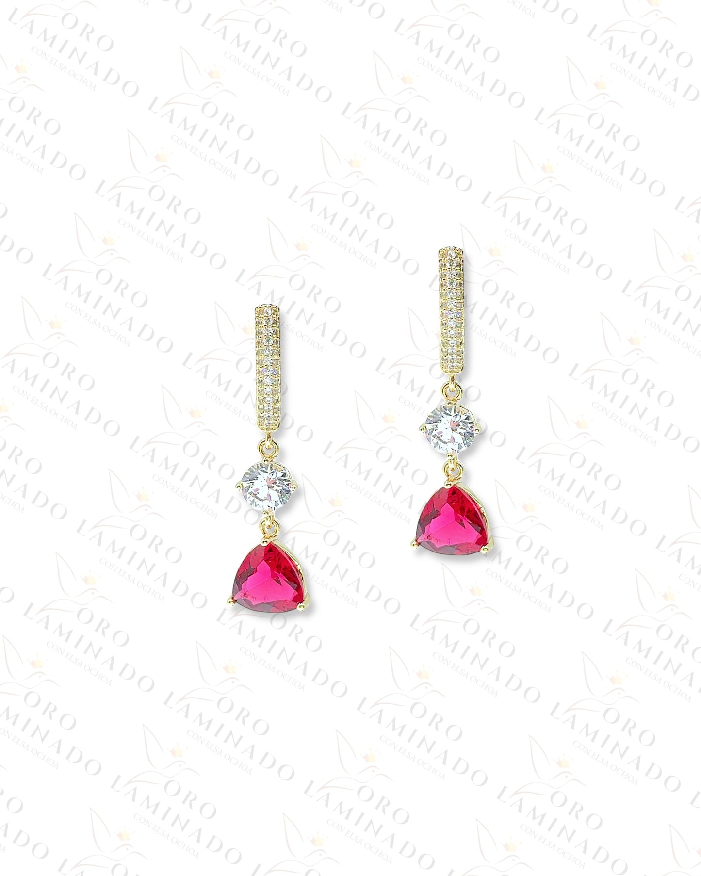 High Quality Pink Stone Earrings Y478