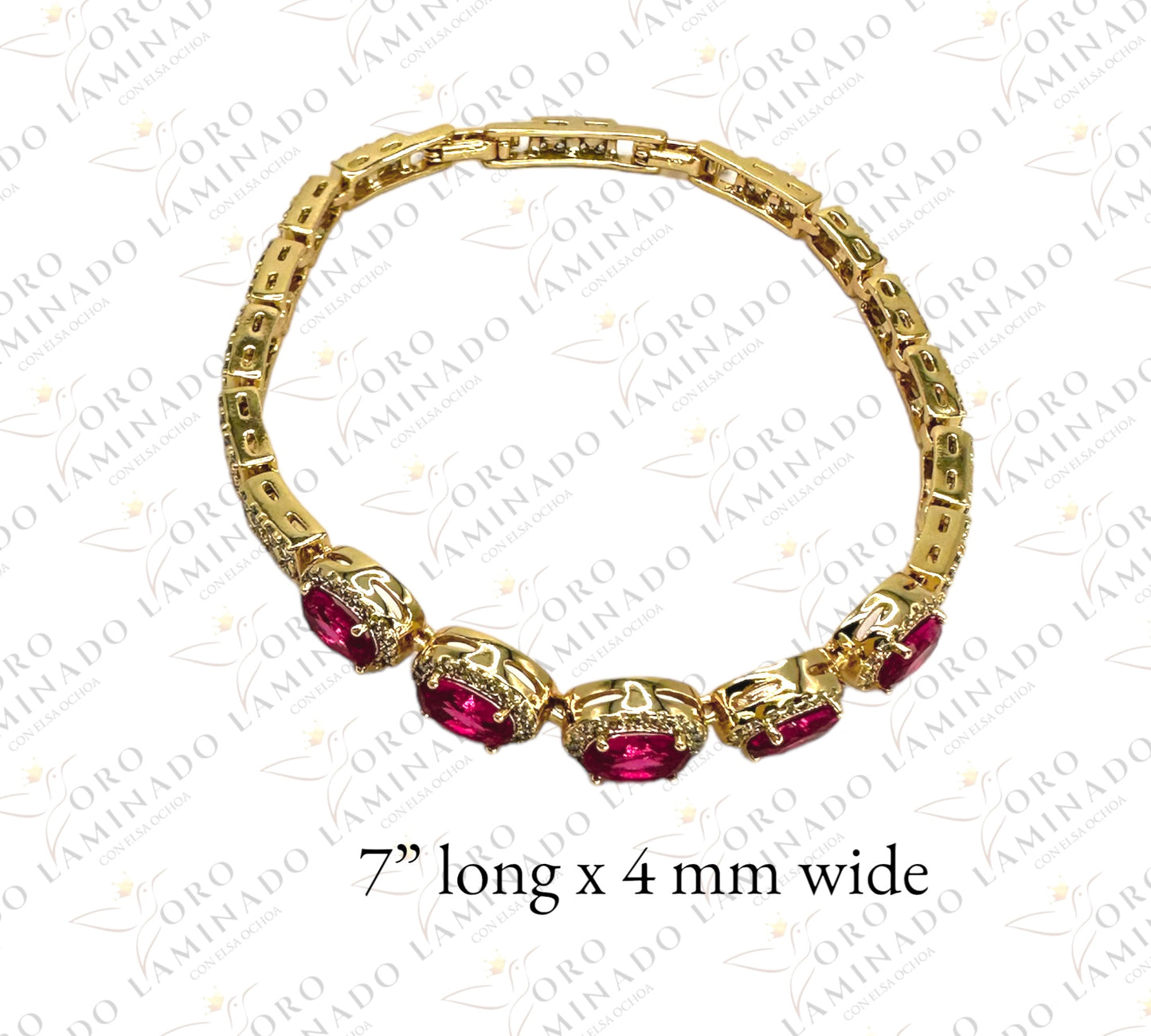 High Quality Bracelet with red stones and shiny stones G285