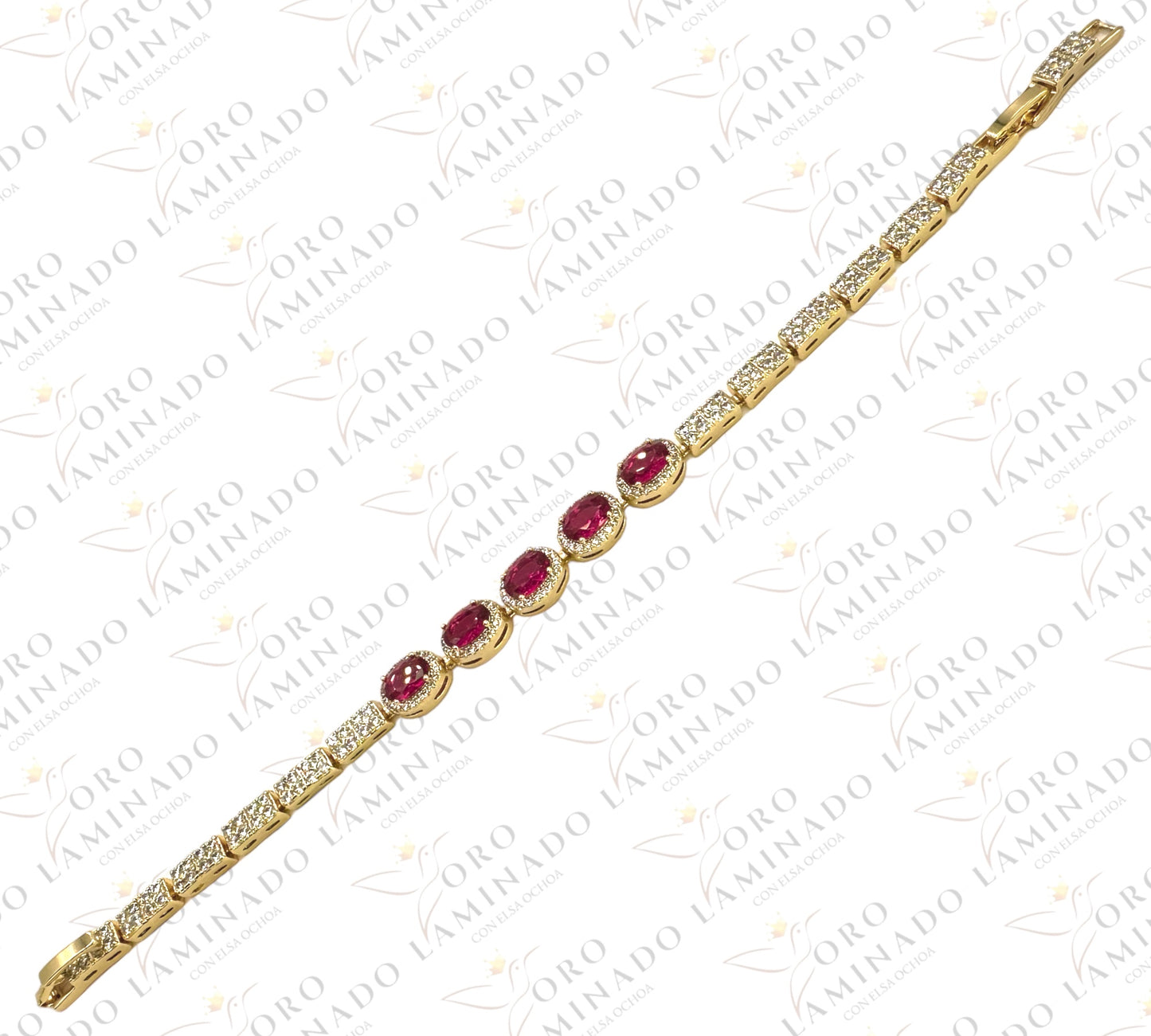 High Quality Bracelet with red stones and shiny stones G285