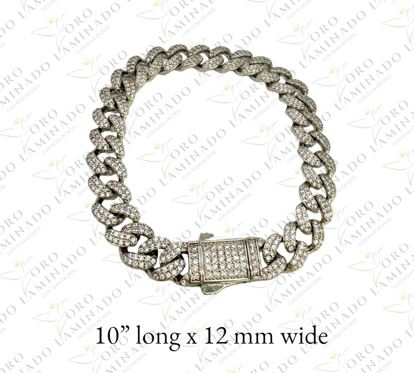 Pave Silver Cuban Bracelet G296