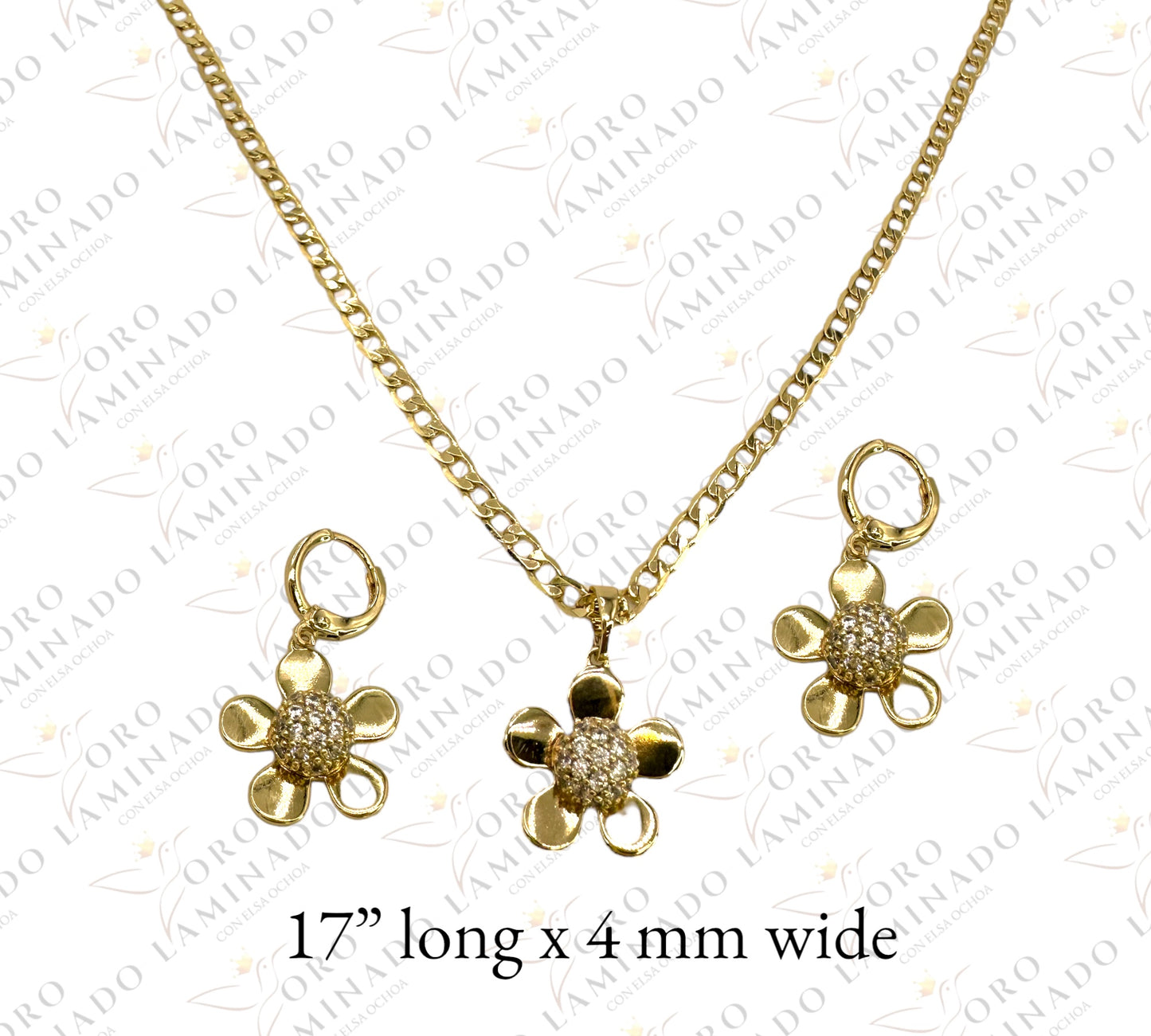 Flower cuban necklace set G300