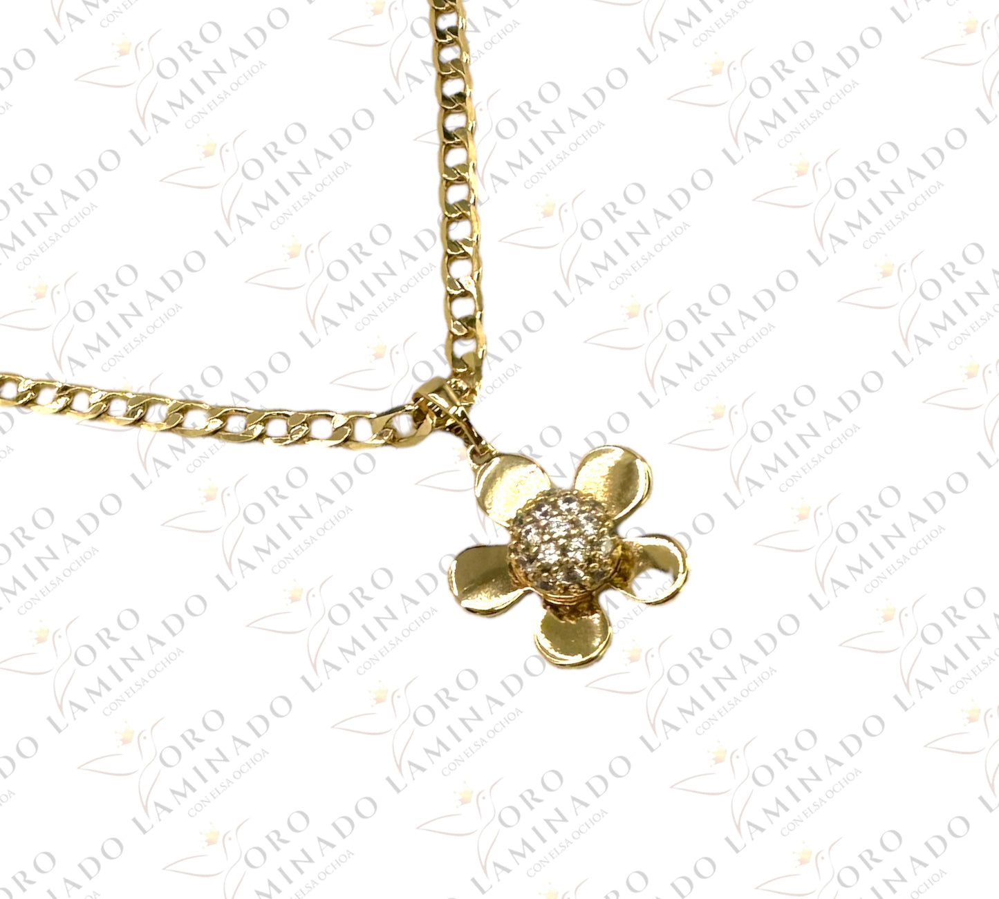 Flower cuban necklace set G300