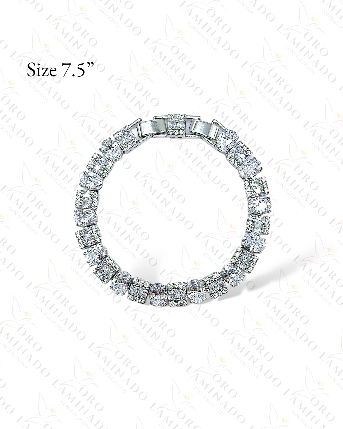 High Quality Silver Square and Oval Diamond Bracelet G3