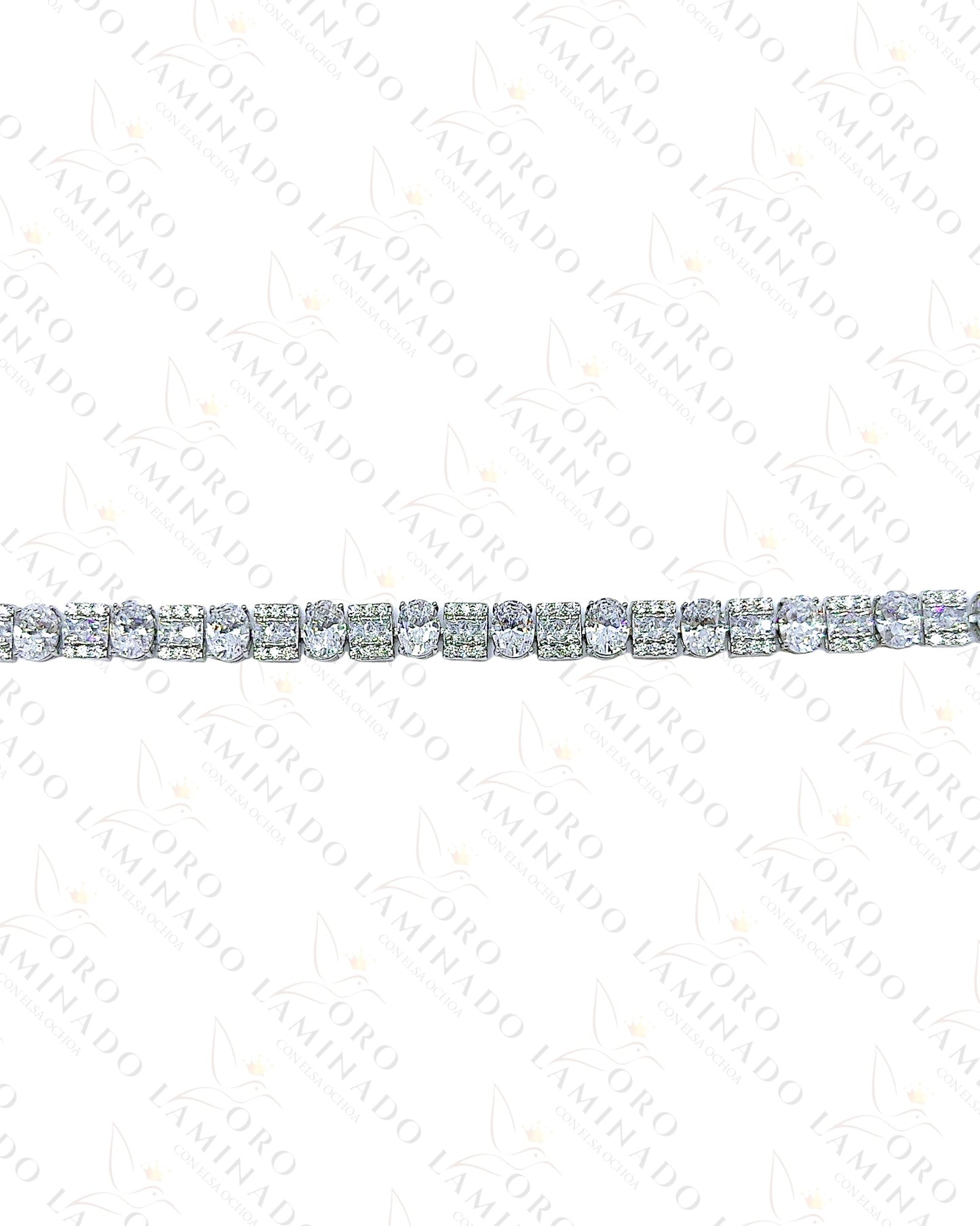 High Quality Silver Square and Oval Diamond Bracelet G3