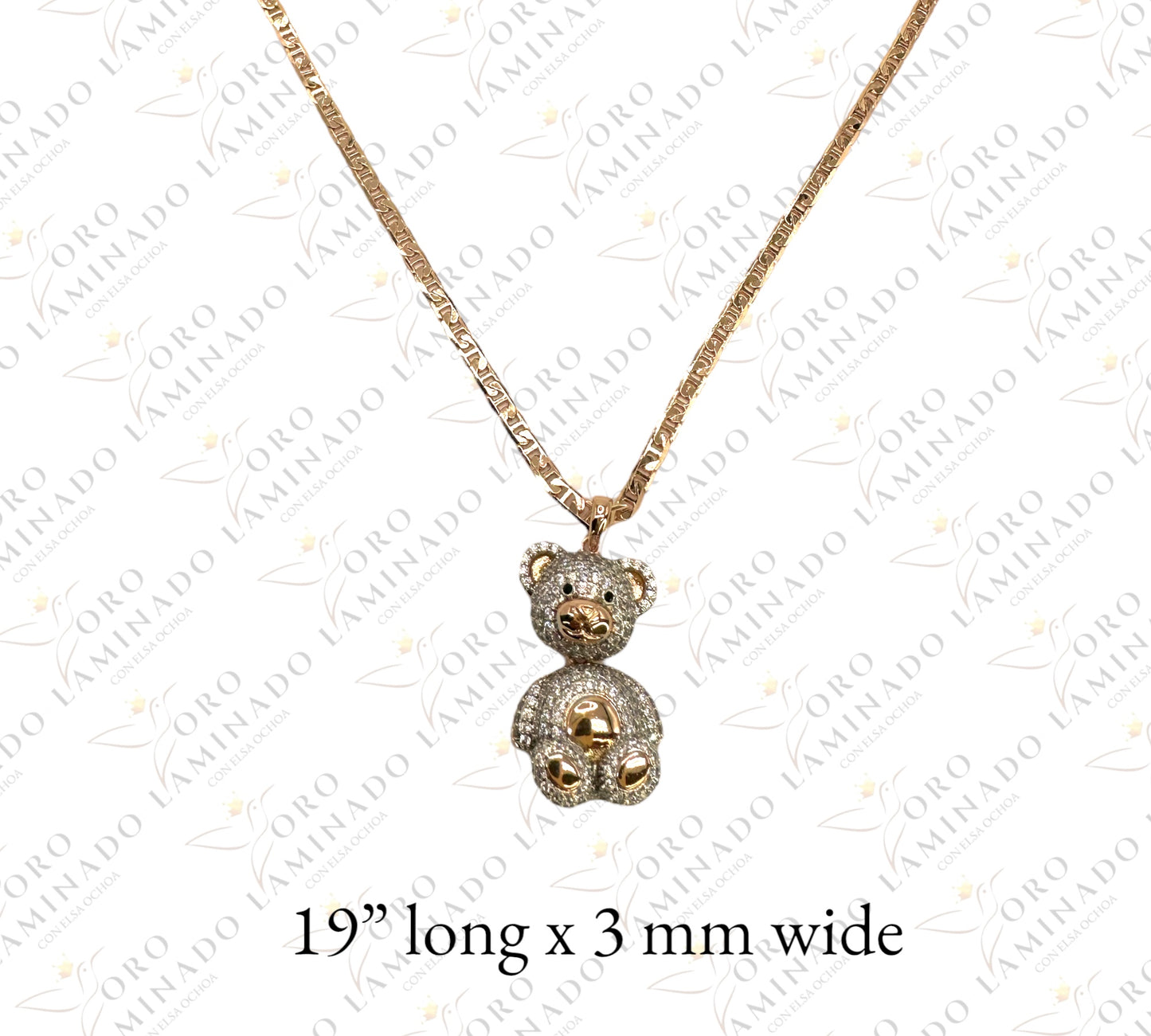 Zirconia covered bear necklace G327