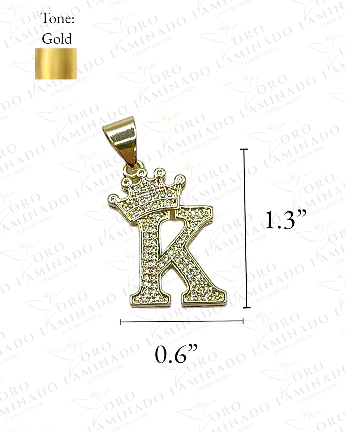 Letter K Crown Pendant B165