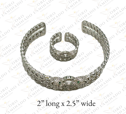 Silver panther ring bracelet R2