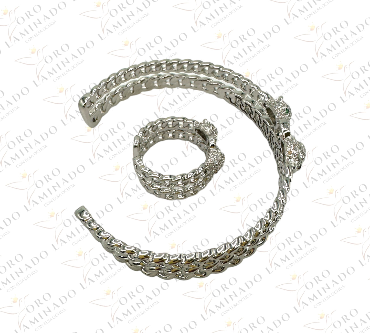 Silver panther ring bracelet R2