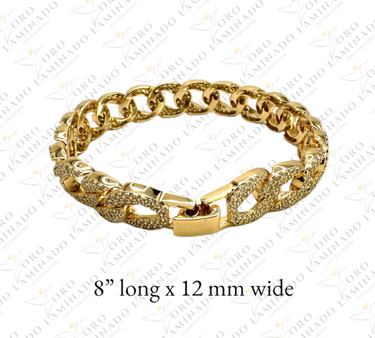 Open cuban bracelet with shiny stones C9