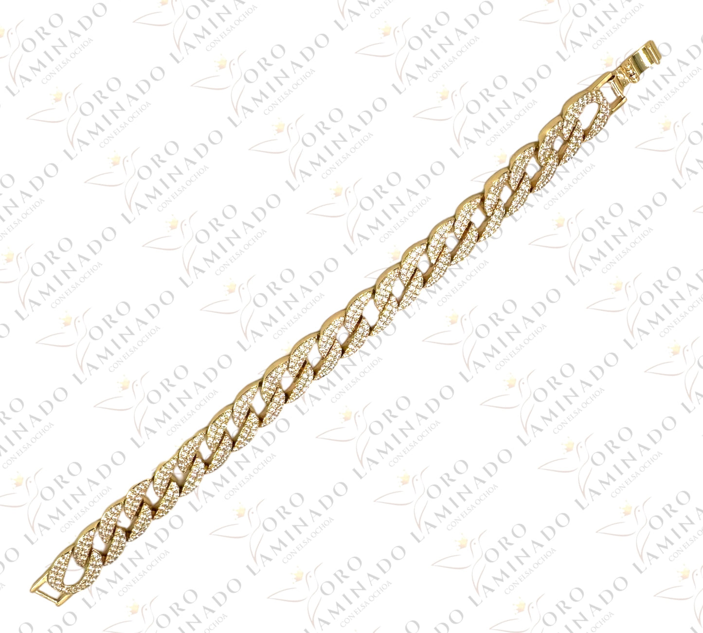 Open cuban bracelet with shiny stones C9