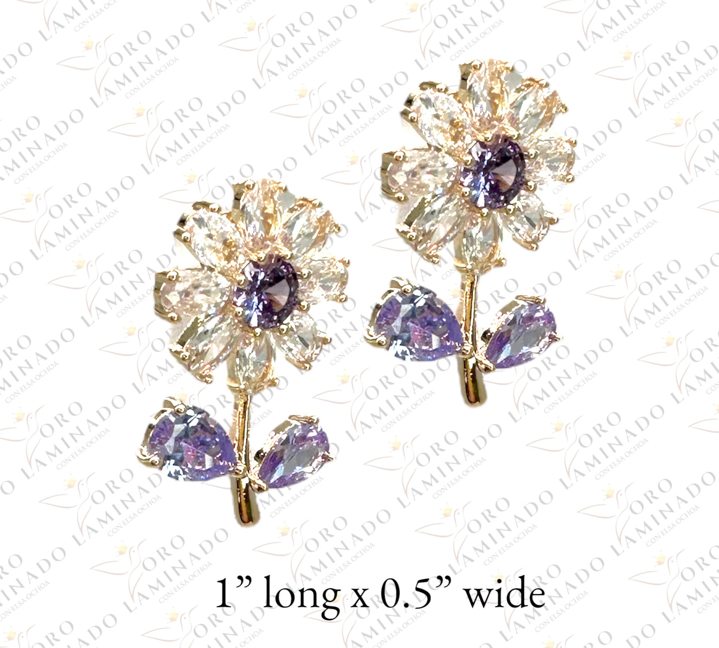 White and purple flower earrings B191