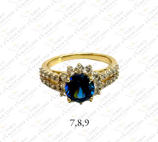 High Quality Blue ring with shiny stones C36