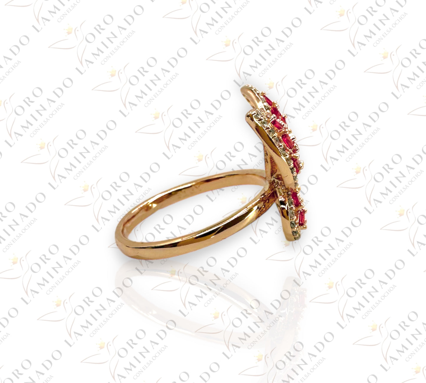 High Quality Butterfly ring with red stones C37A