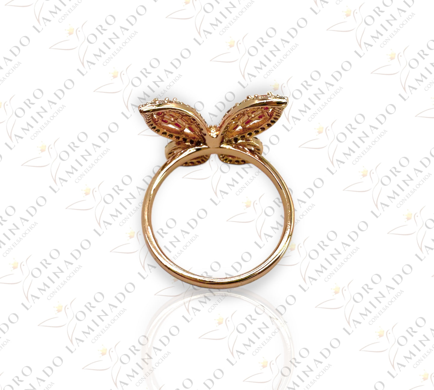 High Quality Butterfly ring with red stones C37A