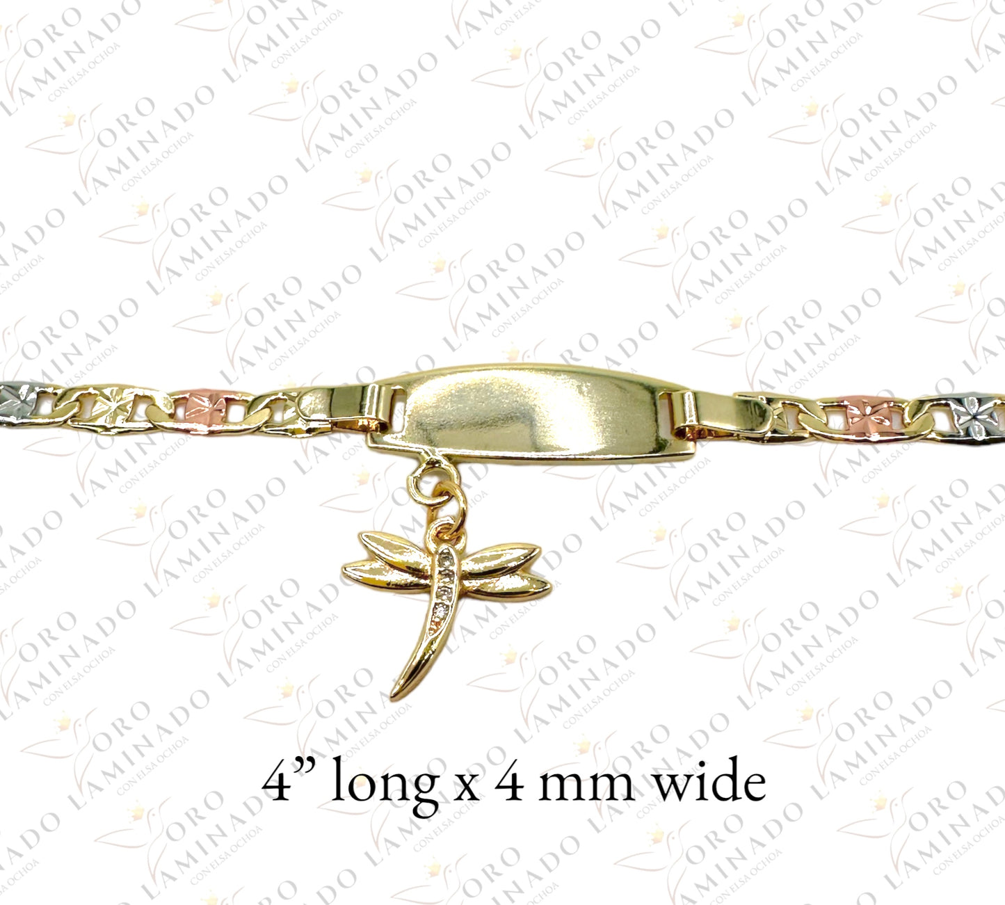 Tricolor valentine flower kids bracelet with dragon-fly plate C62