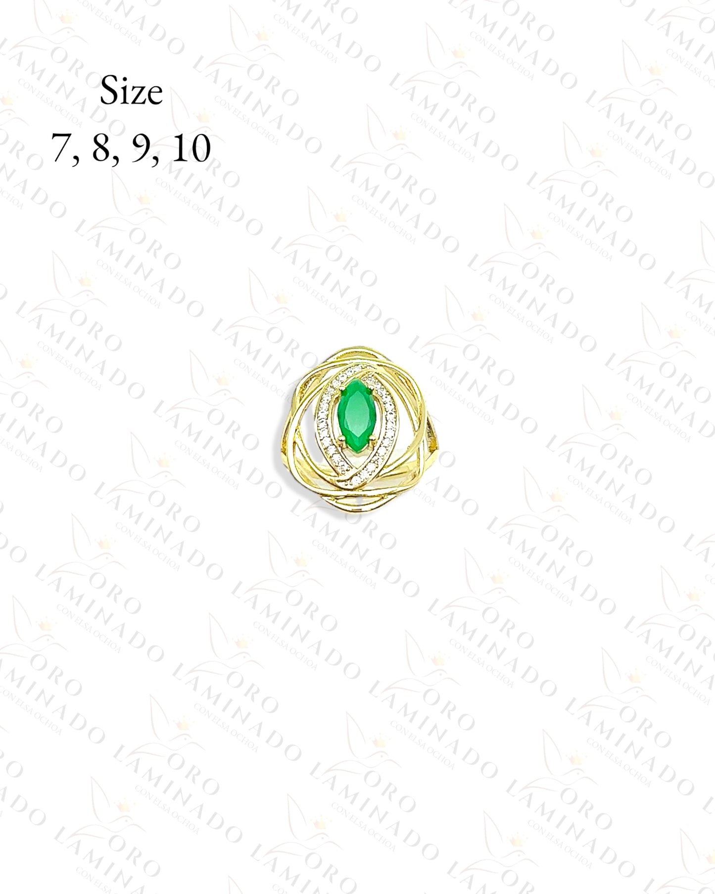 Golden Ring with a Green Stone C48