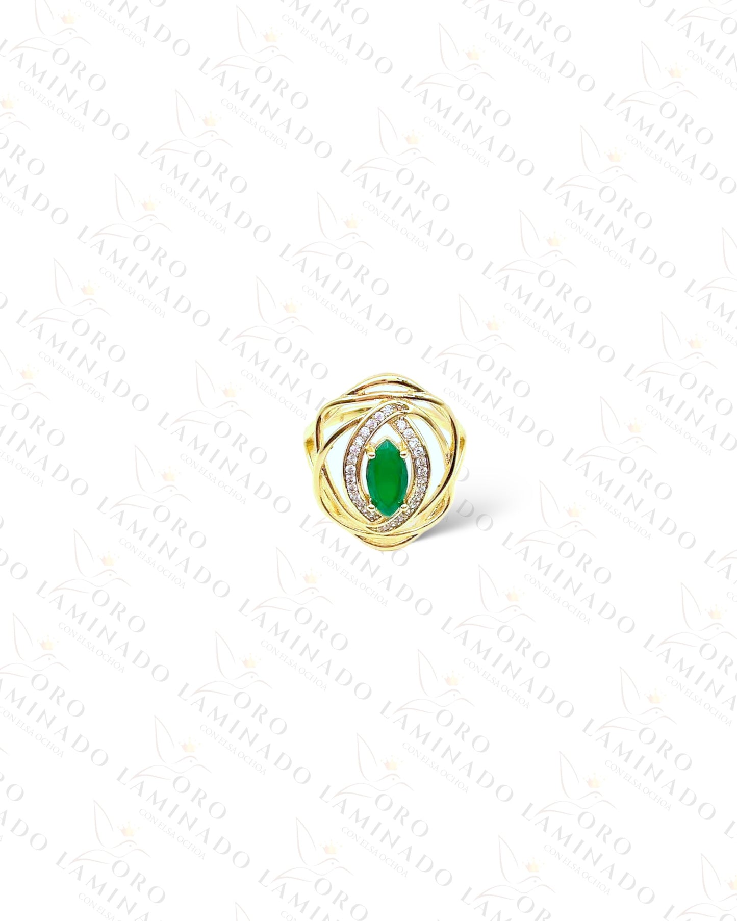 Golden Ring with a Green Stone C48