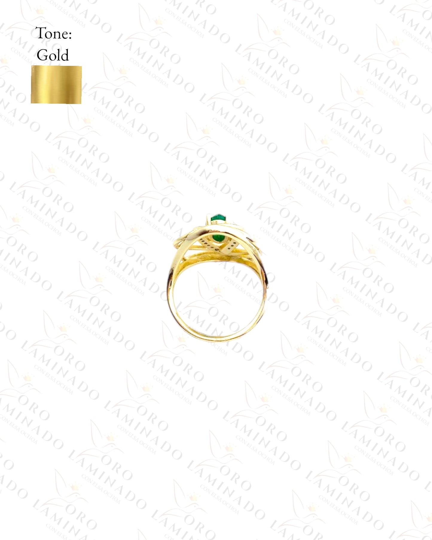 Golden Ring with a Green Stone C48