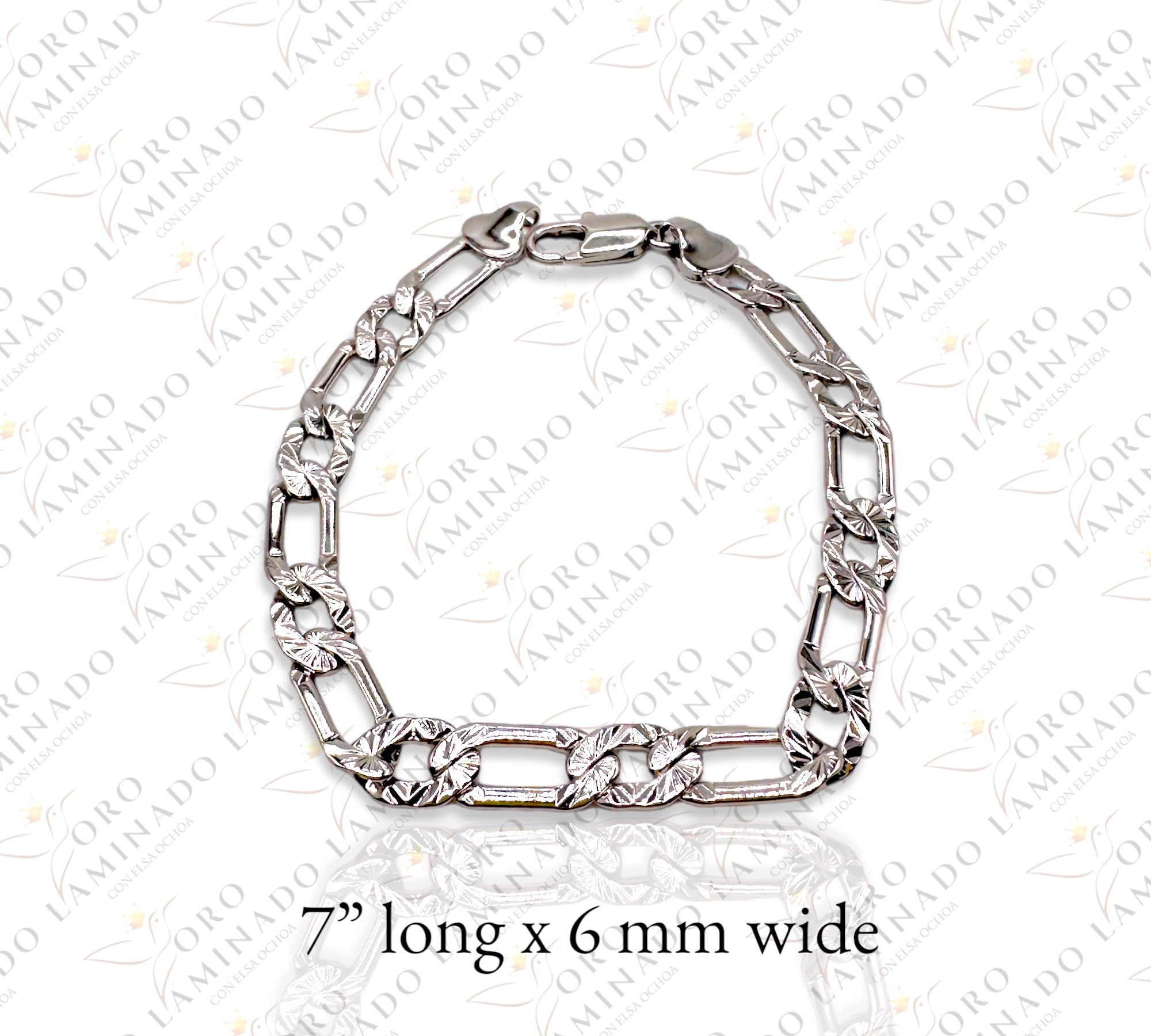 Silver figaro bracelet R344 – Oro Laminado Elsa