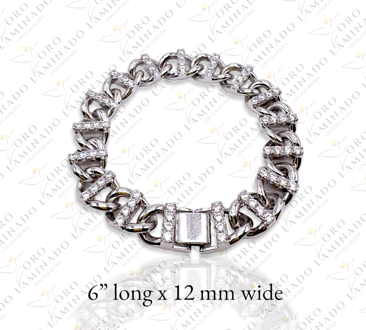 High Quality Cuban bracelet with shiny lines B98