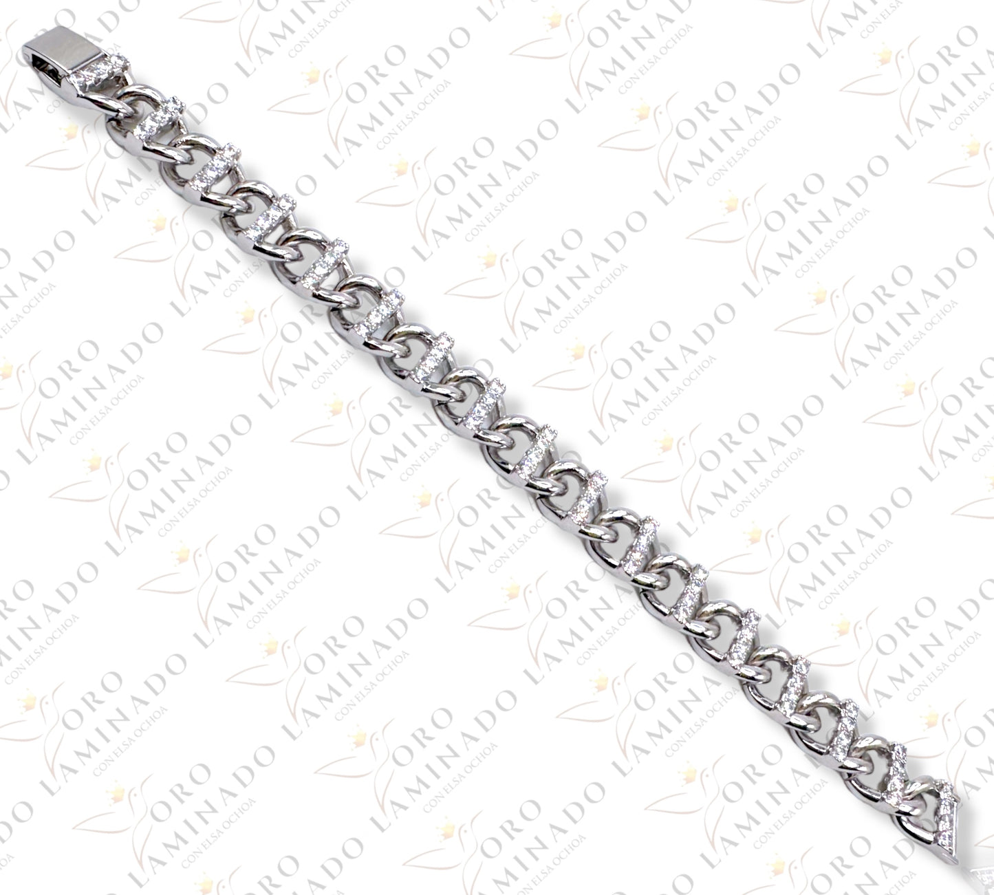 High Quality Cuban bracelet with shiny lines B98