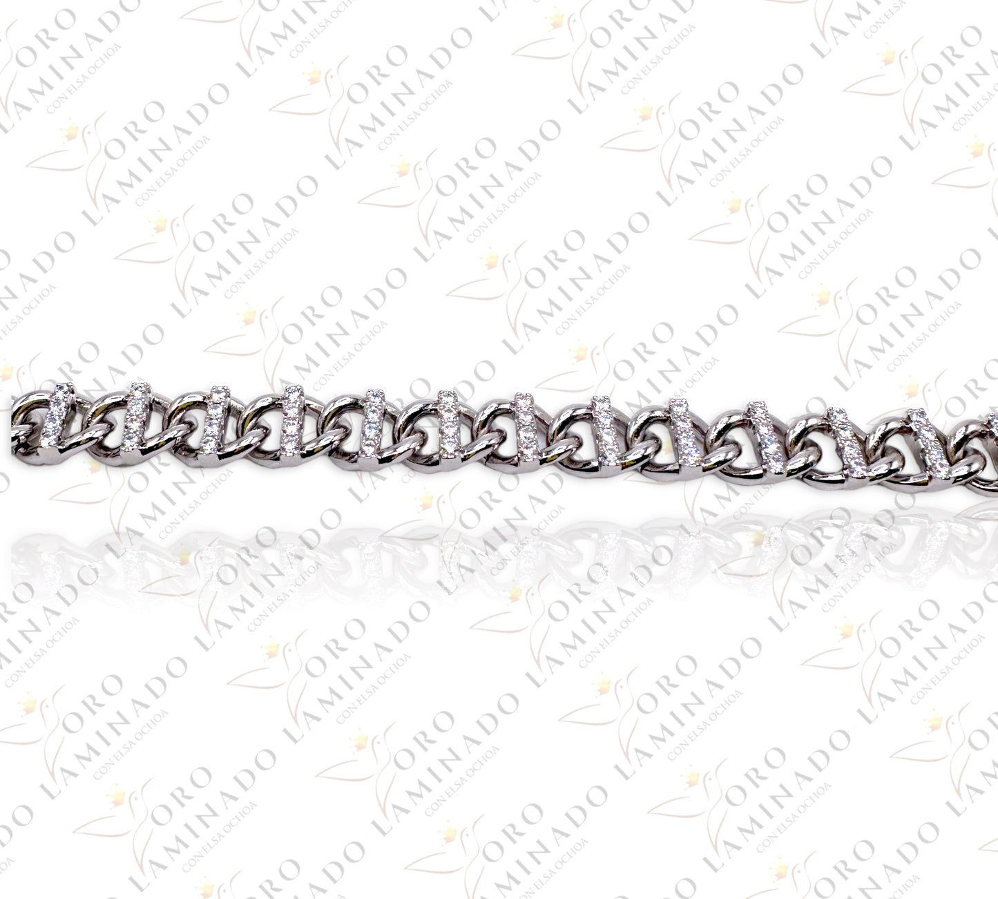 High Quality Cuban bracelet with shiny lines B98