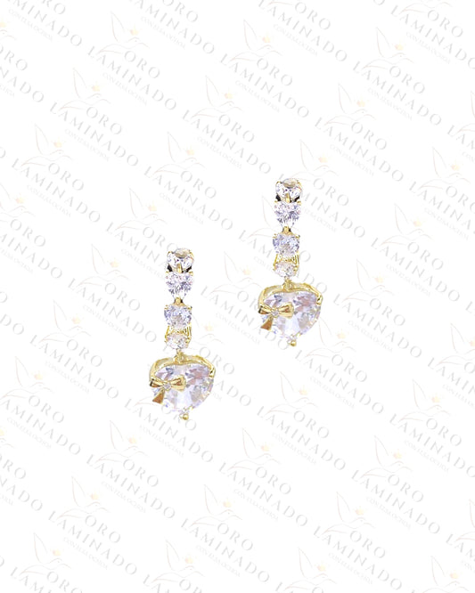 High Quality Heart Earrings with Diamonds R193