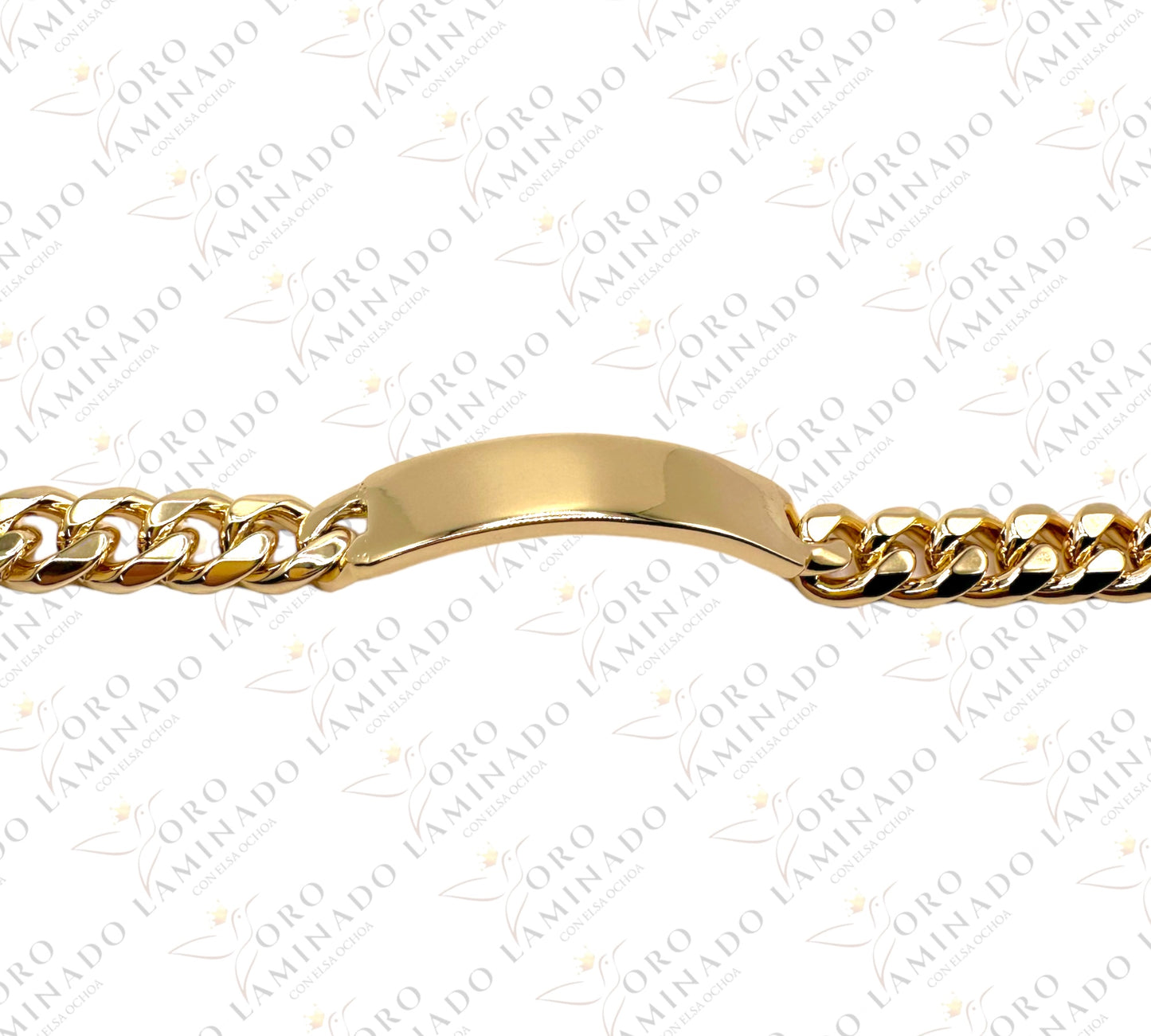 Open cuban bracelet with golden square C136