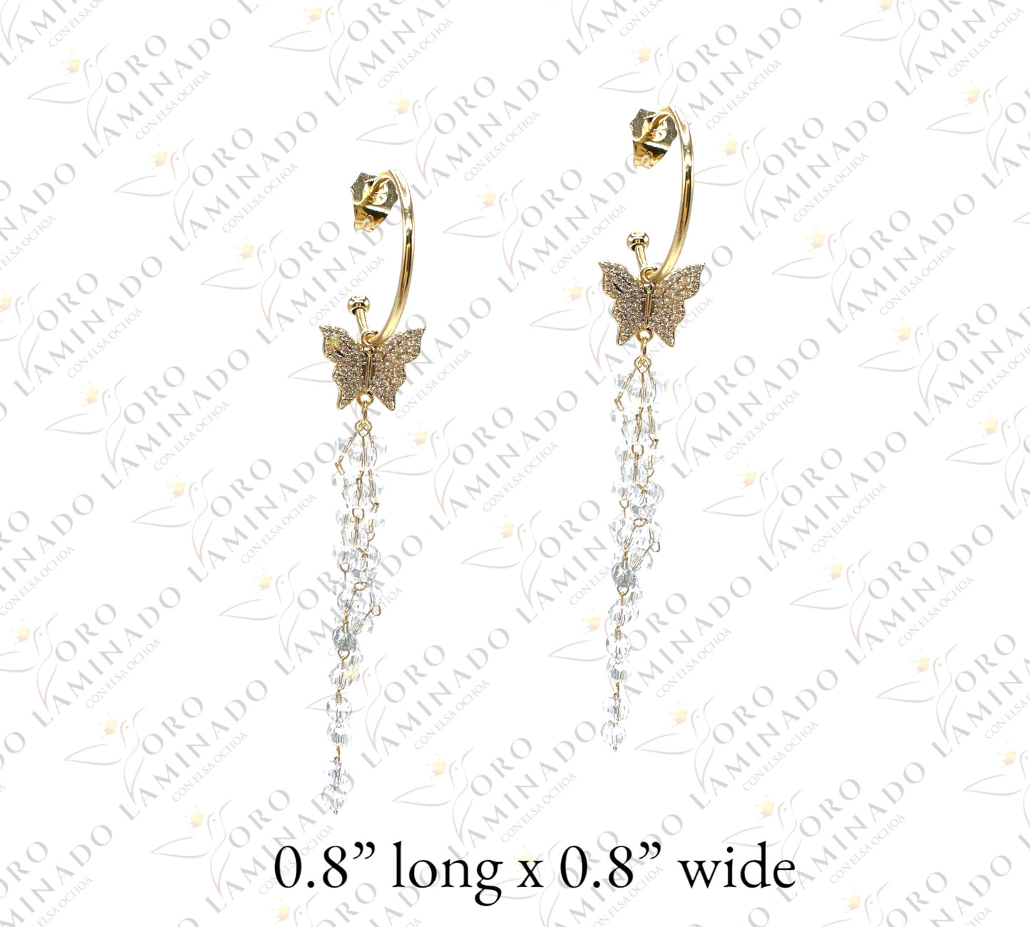 High Quality Butterfly earrings with white stones C141
