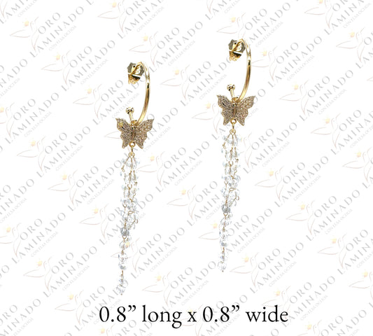 High Quality Butterfly earrings with white stones C141