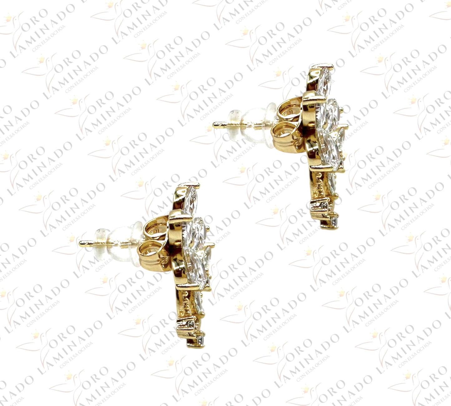 Flower earrings with white stones C168