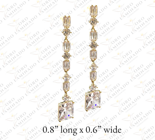 Long earring with white stone C169