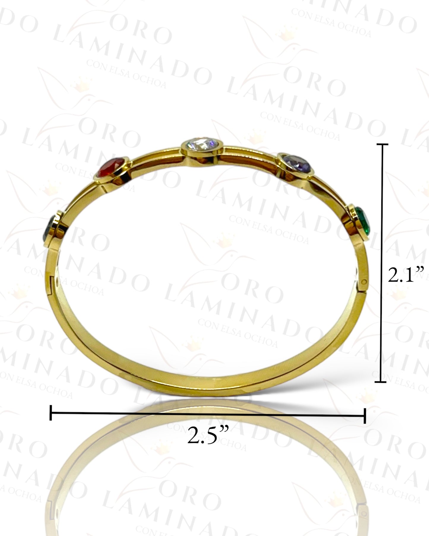 Multi-Color Stones Stainless Steel Bracelet C176