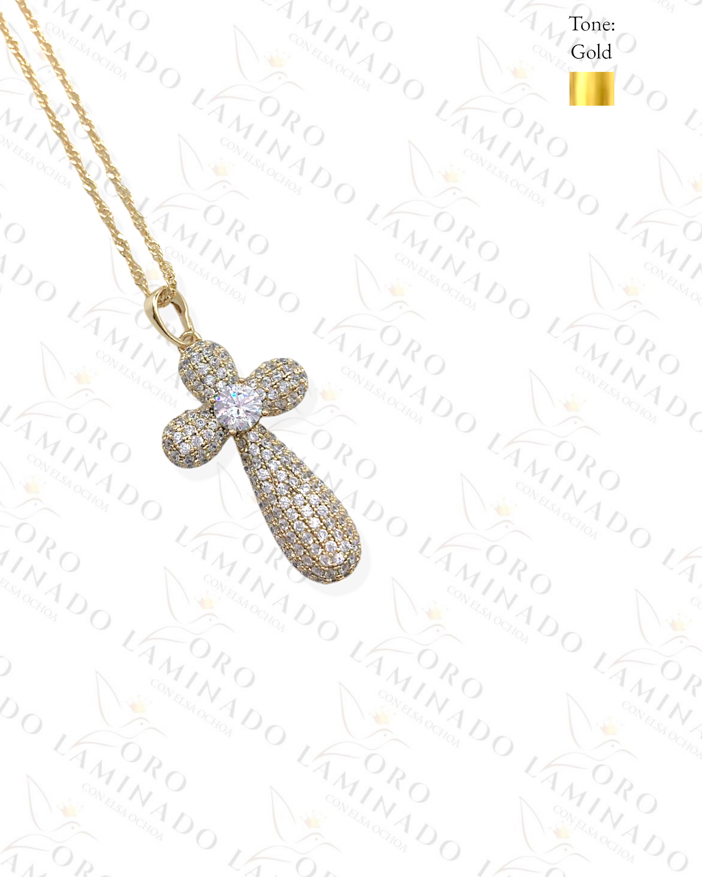 Rope necklace with diamond cross G84