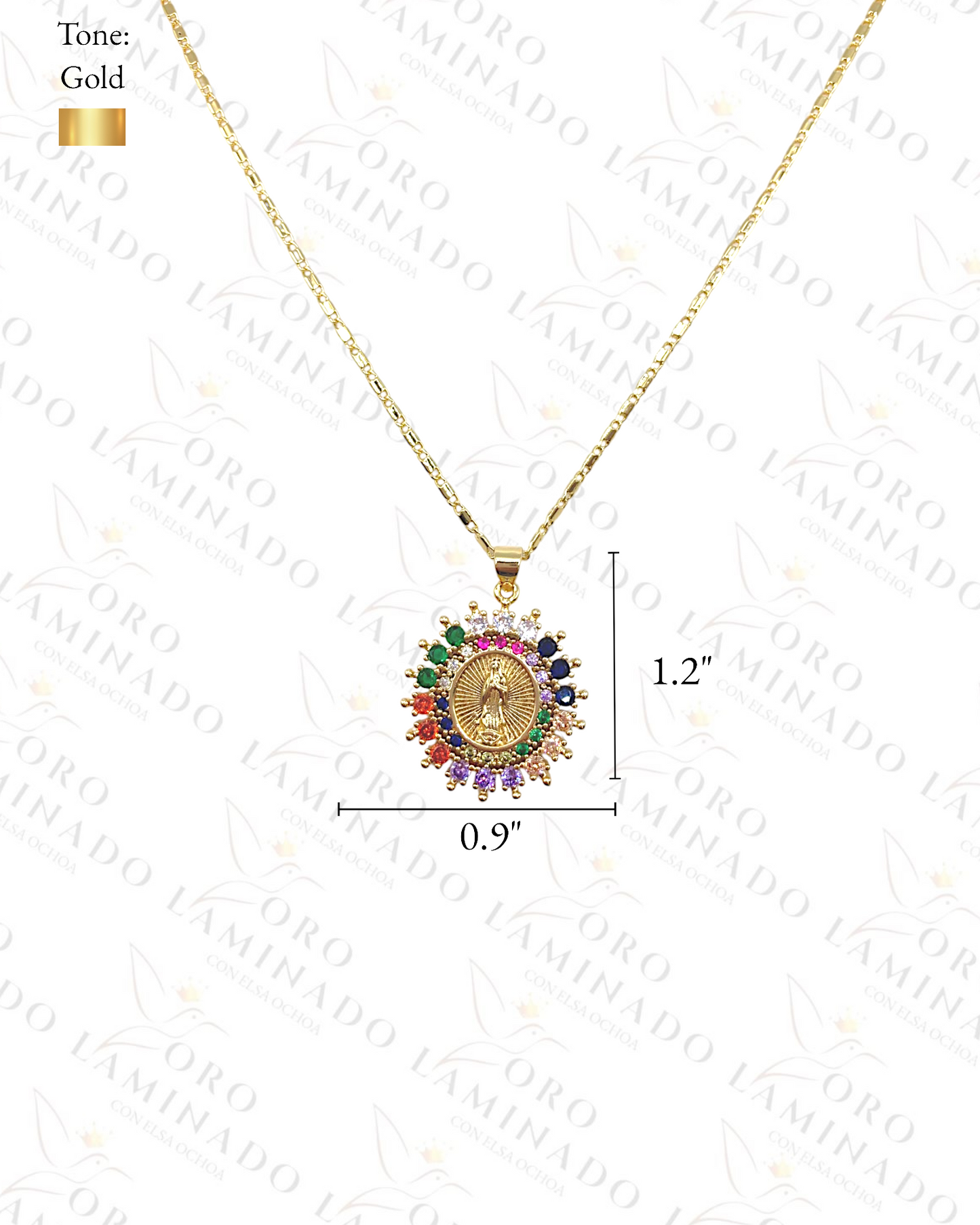 Gold Filled Multicolored  Virgen de Guadalupe Set G382