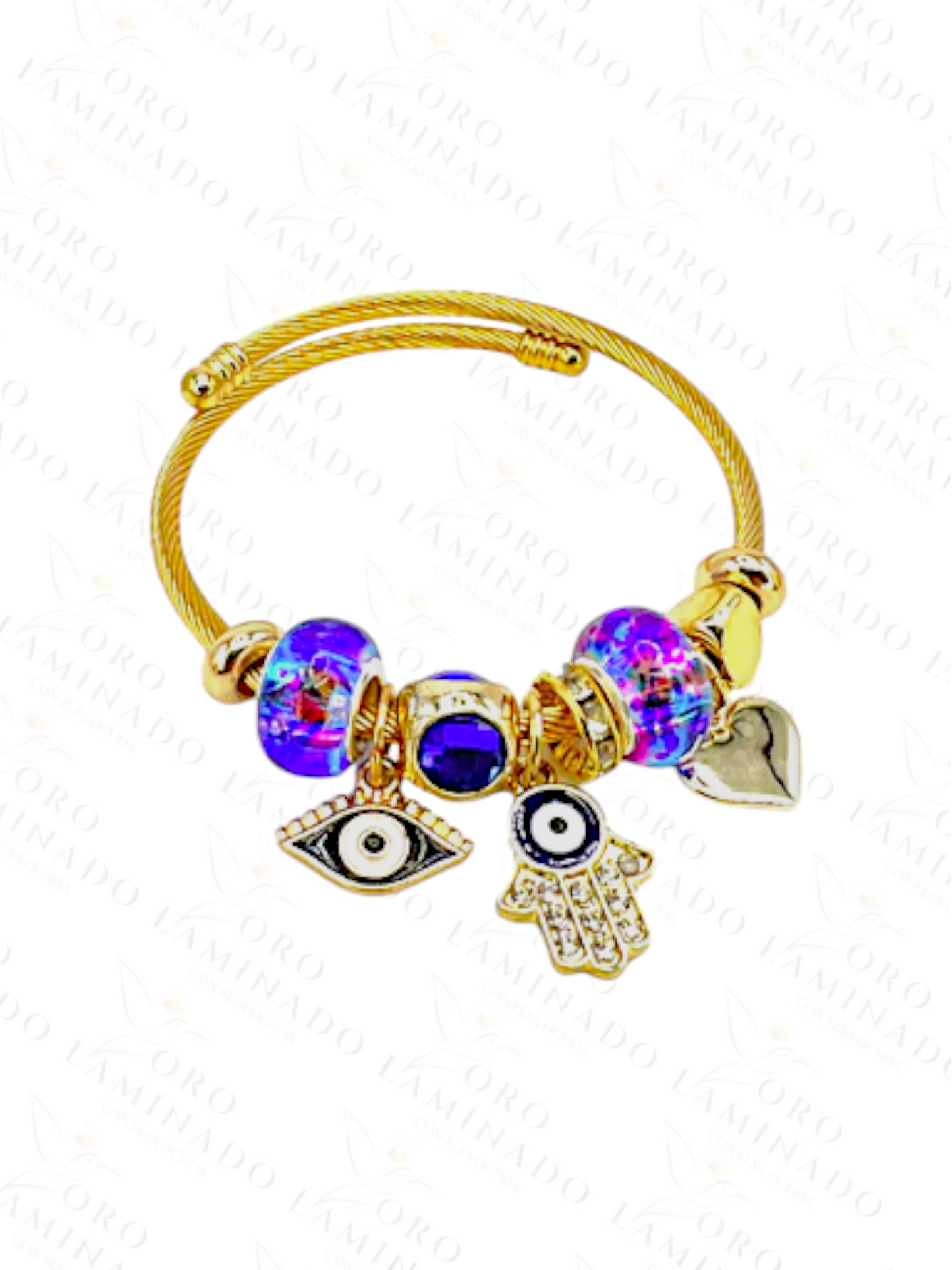 Gold Filled Charm Gold Bracelet Blue Evil Eye Y54