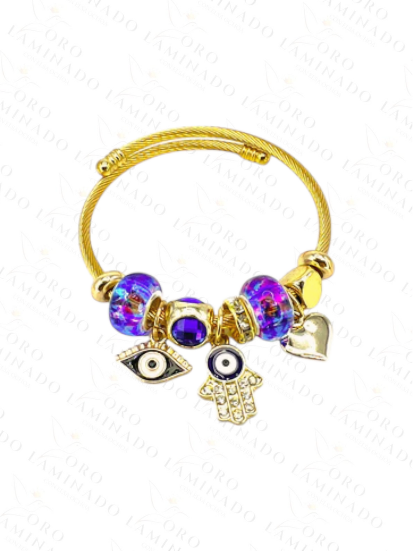 Gold Filled Charm Gold Bracelet Blue Evil Eye Y54