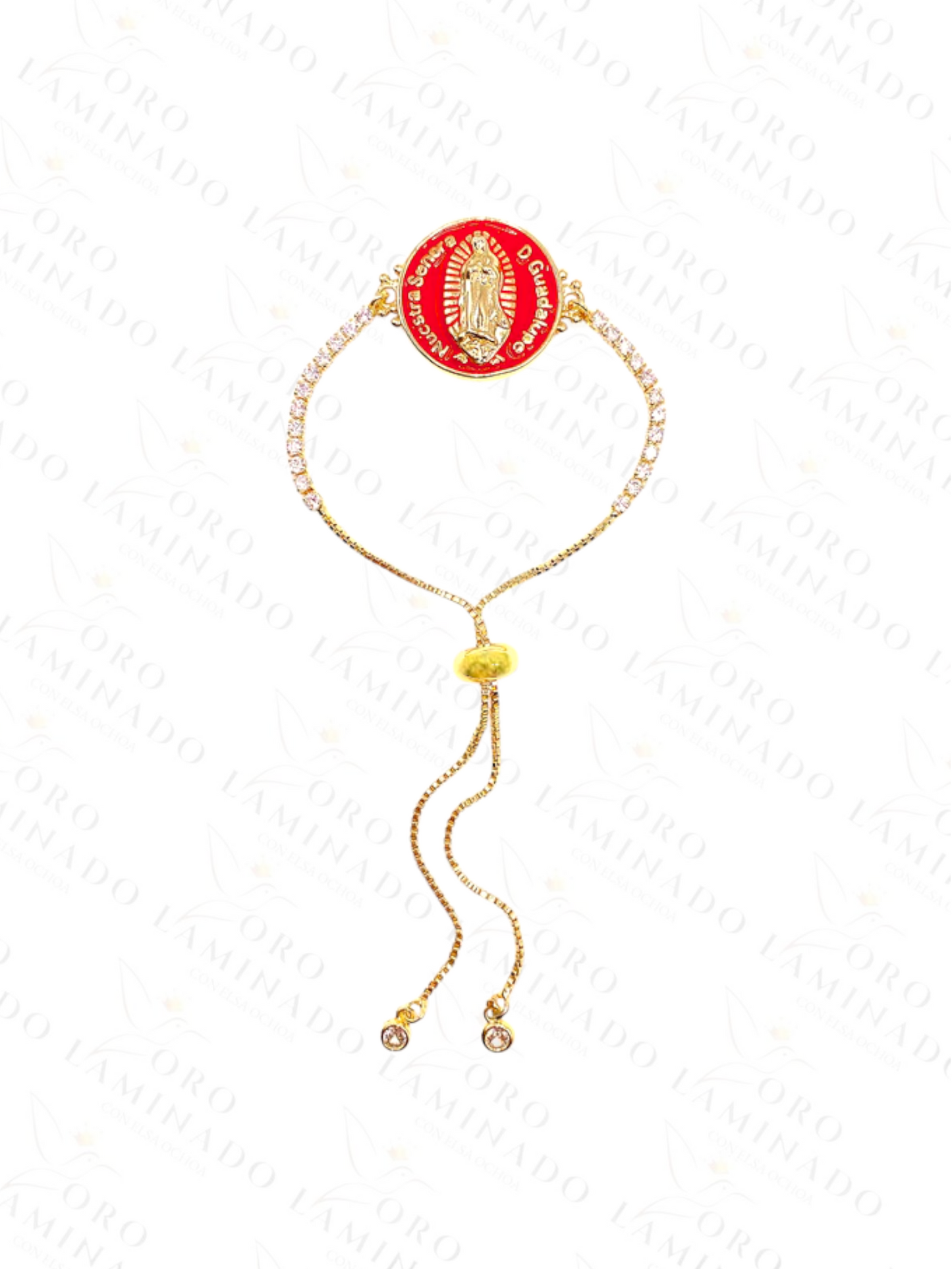 Gold Filled Red Adjustable Virgin Mary Bracelet B194