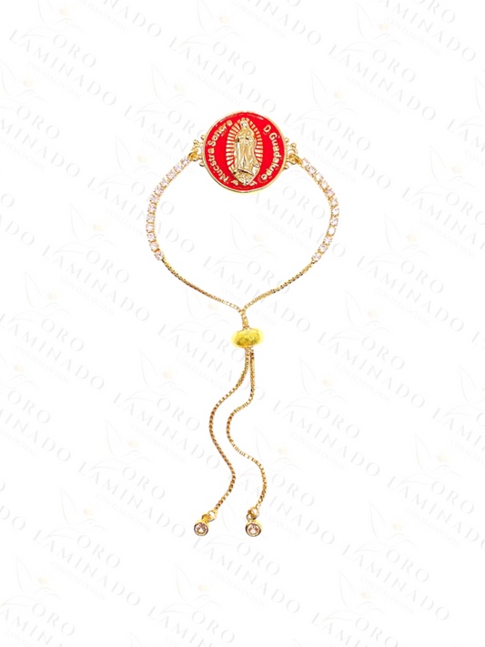 Gold Filled Red Adjustable Virgin Mary Bracelet B194