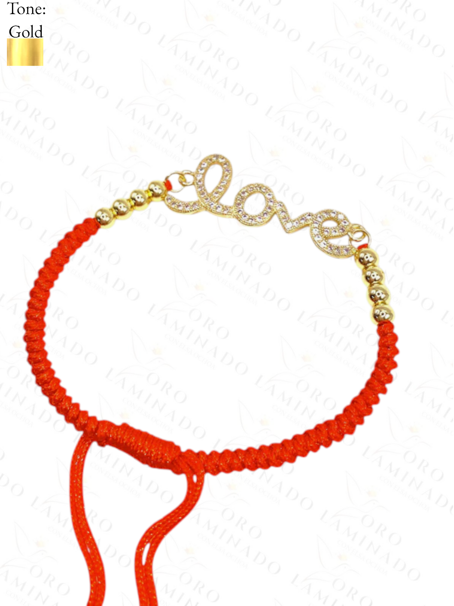 Gold Filled Red "love" bracelet with Stones R80