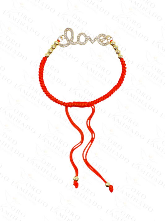 Gold Filled Red "love" bracelet with Stones R80