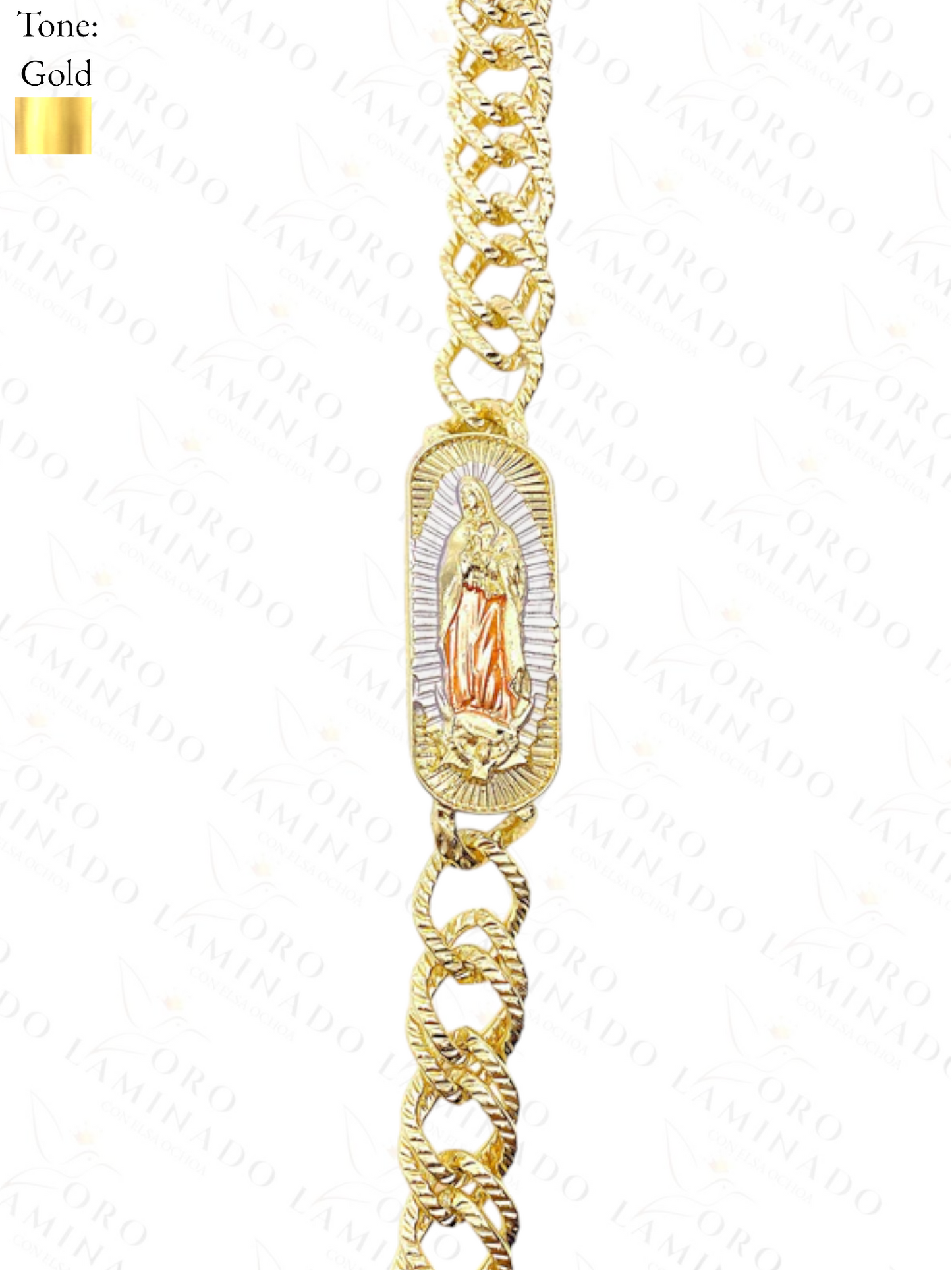 Gold Filled 8” Tri-Color Virgin Mary Bracelet B148